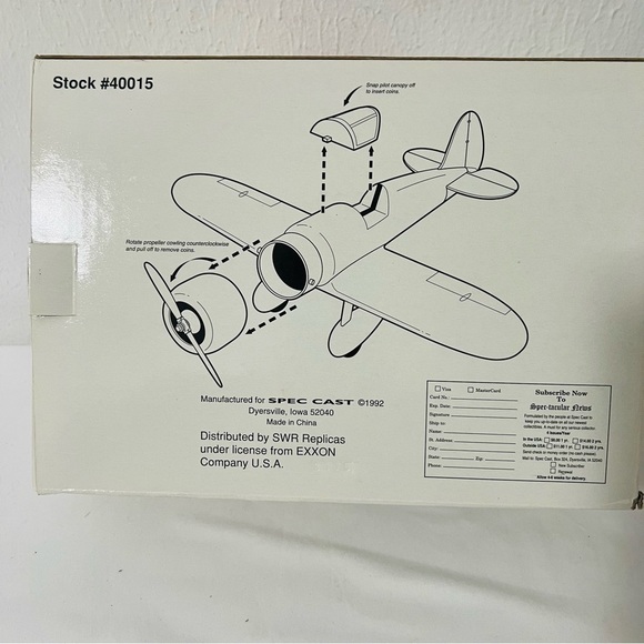 EXXON "Tiger Spirit" 1929 Die Cast Metal Travel Air Airplane Bank Collectors - Picture 4 of 7